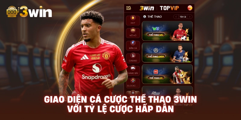 Giao diện cá cược thể thao 3WIN với tỷ lệ cược hấp dẫn